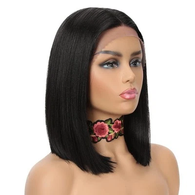 NOBLE Black Bob Wigs for Black Women Short Straight HD Lace Front Wigs for White