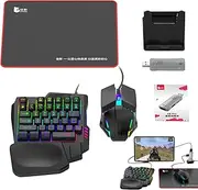 LED Keyboard and Mice, Wired Gaming Keyboard and Mice - RGB Keyboard and - Converter Set Half Hand for Programming Coding Office ESports Productivity