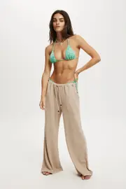 [Body] Body - Lightweight Wide Leg Beach Pant - Natural L NATURAL
