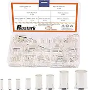 Rustark 260 Pcs AWG 12 10 8 6 4 2 1/0 2/0 Wire Ferrules Kits Tinned Wire Copper Crimp Connector Sleeves Non Insulated Ferrules Pin Cord End Terminal 8 Size Assortment Kit