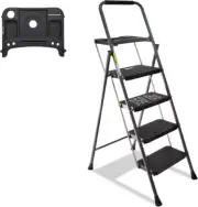 4 Step Ladder, GOLYTON Lightweight Folding 4 Stool with 4-Step, Gray