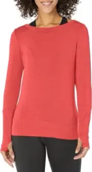 prAna Foundation Peek A Boo Top Shirt Ladies Size XL Open Back Papaya Heather