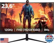 GAMEPOWER F10 23.6 Inch Curved Gaming Monitor, 120Hz 1080p Display, 1ms Respo