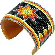 [BeadsCorner] Southwestern Native Style Seed Beads Beaded Hard Cuff Bracelet