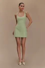 Beth Tweed Mini Dress - Pastel Green