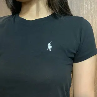 美國百分百【全新真品】Ralph Lauren 女 RL 短袖洋裝 T-shirt 圓領 小馬 黑色XS號 BH12