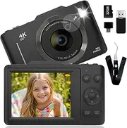Digital Camera, Digital Cameras, 48MP 1080P Photo Camera with 32GB Memory Card, Vlogging Camera with Flash, Autofocus, Anti-Shake, Portable Compact Camera for Children and Beginners