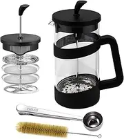 YiiMO French Press Coffee Maker, 34 Oz Large Glass Pitcher 4 Level Filter System Café Carafe Teapot plus Stainless Coffee Spoon n Cleaner Brush for Hot Cold Brew