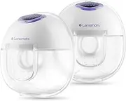 Lansinoh Discreet Duo Wearable Breast Pump, Hands Free Breast Pump, 4 Pumping Modes, 9 Levels Hospital Strength Suction, LED Display, Leak-Resistant Design, 2 Breast Flange Sizes Included: 24mm & 21mm
