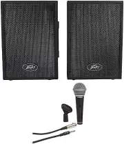 Peavey PVi10 (PAIR) 10" 100 Watt 2-Way Pro Audio Live Speakers+Samson Mic+Cable