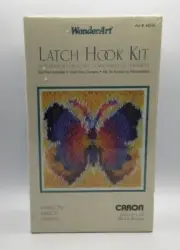 Latch Hook Kit- #4804 WonderArt Caron "Papillon" Butterfly- 12" BY 12" - New