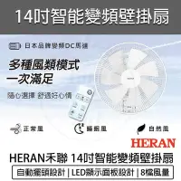 在飛比找Yahoo!奇摩拍賣優惠-【公司貨 附發票】HERAN 禾聯 14吋智能變頻DC壁掛扇