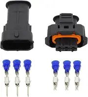 Xiaojiang Store 100 Sets 3 Pin DJ7036A-3.5-11/21 Female and Male 3.5mm Auto Sensor Plug Waterproof Electrical Wire Connector