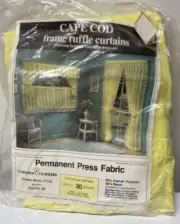 Vintage Cape Cod Pair & Tie Backs Frame Ruffle Curtains 30” Yellow NOS NIP