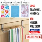 4Pcs Door Towel Holder Rack Bathroom Rail & Kitchen Tea Towel Microfiber