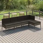 5 Piece Garden Lounge Set with Cushions Poly Rattan Grey,Outdoor Furniture Sets-3094370