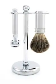 Edwin Jagger 3 Piece DE Shaving Set, Razor, Stand & Brush