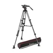 Manfrotto CF Twin Leg Tripod (Middle Spreader) Kit w/ Nitrotech 608 Video Head