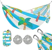 Blue White Striped Coconut Palm 330lb Capacity Hammocks for Camping with Tree Straps Tree Hammock for Camping Travel Accessories hamacas para Patio