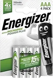 Energizer Rechargeable Batteries AAA, Recharge Power Plus, Pack of 4