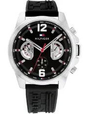 [Tommy Hilfiger] Tucker Black Silicone Dial Watch in Black