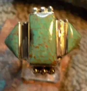 Ladies Silver Turquoise Gemstone Ring by Navajo Genevieve Francisco Size 11 3/4