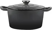 TOQUE Enameled Cast Iron Dutch Oven 4L Pot with Lid Kitchen Cookware Black, 4.2 Quart Camping Cooking Non-stick Slow Cooker Deep Pan, Round Dutch Oven Pots for Bread Baking,Braise,Stew,Roast