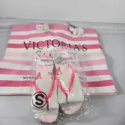 Victoria's Secret Tote Beach Bag Pink Stripes Miami Hawaii St. Barts 18x14 NEW