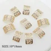 Arch Shape Crystal Button Hollow Metal Buttons Garment Craft Embellishment 10Pcs