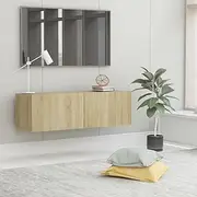 Wall-Mounted TV Cabinet TV Stand Unit Hanging Lowboard Entertainment Centre Media Console, Floating Organize Storage Cabinets, Living Room Bedroom Decorative, 100x30x30 cm Chipboard