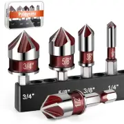5Pcs Drill Bit Set, Premium Countersink Drill Bit with 82-Degree, 5 Flutes, Quic
