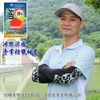 在飛比找Yahoo!奇摩拍賣優惠-男騎車防曬袖套冰絲涼感防UPF50+騎士袖套開車自行車手掌防