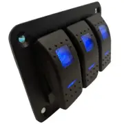 3 Gang Panel Switch Toggle Rocker Car Boat Motorcycle Blue LED Light Waterproof (for: Renault)