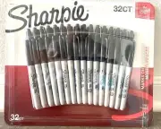 SHARPIE Permanent Markers Fine Point 32 Count Black