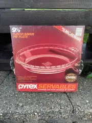 Vintage Pyrex Servables 9.5" Pie Plate Clear Glass 1984 New in Box