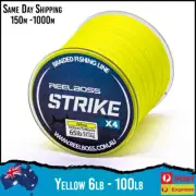 ReelBoss Yellow Braid Fishing Line 8lb 10lb 12lb 15 20lb 30lb 50lb 80lb 300-500m