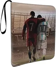 JHomluxy Soccer Card Binder Fits 400 Cards, 4-Pocket for Double-Sided Cards Storage with 50 Removable Sleeves, 3 Ring Binder Organizer Storage Boys Kids Gift