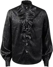 [BORATO] Mens Renaissance Costume | Mens Pirate Medieval Shirts - Poet Shirt Long Sleeve, Victorian Steampunk Gothic Mens Pirate Vampire Shirt, Mens Renaissance Clothing