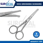 3 Safety Scissors Mustache, Nose, Ear Hair Pet Grooming, 4.5" Straight German Gr