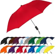 [StrombergBrand] Umbrellas The Spectrum Popular Style 42" Automatic Open Compact Travel Umbrella for Rain, Wind & Sun, Sturdy Lightweight Small Portable Folding Stick Umbrella for Men and Women, Red,