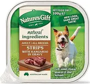 Nature's Gift Adult Wet Dog Food, Strips with Kangaroo in Gravy 9x100g - Made with Natural Ingredients, Supports Healthy Digestion & Immune Function