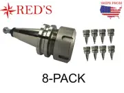 8-PACK REDS ISO30-ER32-50 Collet Chuck Tool Holder G2.5 30k CNC Router Nickel
