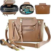 MAMANTRA Mezza Micro Leather Diaper Bag Purse, 2-in-1 Stroller Organizer Caddy and Crossbody, 11" x 7" x 4" - Purse Diaper Bag for Toddler Mom