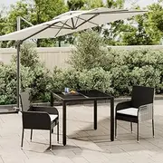 Garden Dining Set with Cushions Black Rattan Table, Chairs, Wicker, Outdoor Furniture, Small Patio Sets for Balcony or Porch