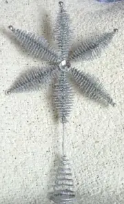 Holiday Trim Silver Sparkle Star Tree Topper with Central Feaux Jewel