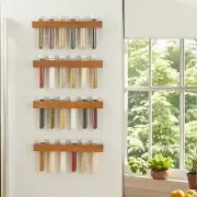 4-pack Magnetic Spice Rack For Test Tube Wood Shelf 24 Jars Containers Holder