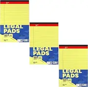 E-CLIPS USA Notepads, Legal Pads, Note Pads 8.5 x 14, Legal Wide Rule Notepad, Canaray, Chipboard Back, Writing Pad, Office Supplies, 50 Sheets Per Pad (3 Pack)