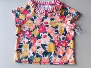 Art Class Target Girls Sz L 10-12 Floral Short Sleeve Rash Guard Swim Shirt NEW
