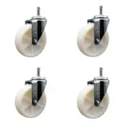 5 Nylon Wheel Swivel 7/16 Inch Grip Ring Stem Caster Set Service Caster