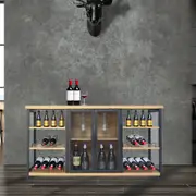 Levede Bar Cabinet Buffet Sideboard Industrial Wine Steamrack Glasses 140CM